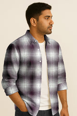 Plaid Checkered Casual Shirt – Long Sleeve Button Down Cotton-Poly Blend Shirt