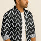 Geometric Printed Casual Button Down Shirt – Long Sleeve Cotton Summer Beachwear with Pocket