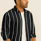 Long Sleeve Vertical Stripe Shirt – Cotton Blend Button Down for Casual & Business Wear