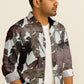 Men’s Long Sleeve Button Down Shirt – Tropical Leaf Print Cotton Shirt, Casual Summer Dress Shirt