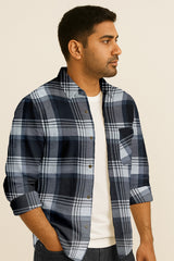 Classic Flannel Style Shirt – Long Sleeve Button Down in Checkered Plaid Pattern