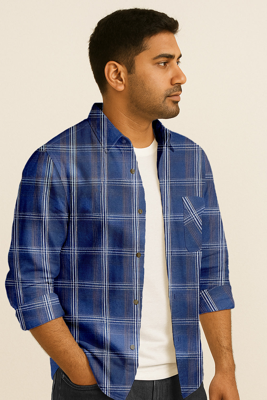 Men's Plaid Cotton Button Down Shirt – Long Sleeve Gingham Casual Dress Shirt, Regular Fit