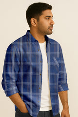 Men's Plaid Cotton Button Down Shirt – Long Sleeve Gingham Casual Dress Shirt, Regular Fit