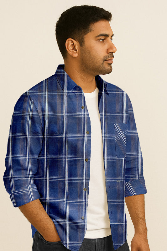 Men's Plaid Cotton Button Down Shirt – Long Sleeve Gingham Casual Dress Shirt, Regular Fit