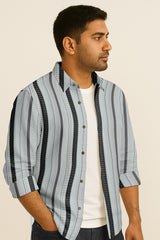 Long Sleeve Vertical Stripe Shirt – Cotton Blend Button Down for Casual & Business Wear