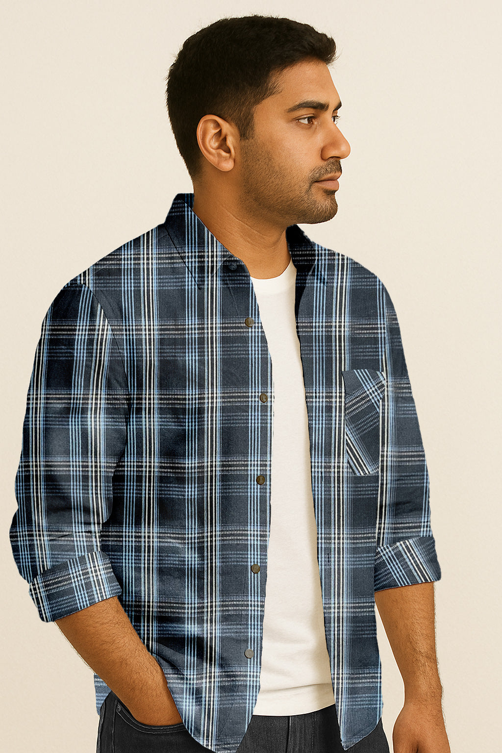 Men's Plaid Cotton Button Down Shirt – Long Sleeve Gingham Casual Dress Shirt, Regular Fit