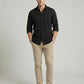 Men's Black Textured Long Sleeve Button-Down Casual Shirt - Premium Slim Fit