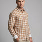 Men's Orange and White Gingham Checkered Button-Down Shirt