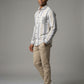 Men's Textured Horizontal Stripe Button-Down Shirt - Grey & Beige