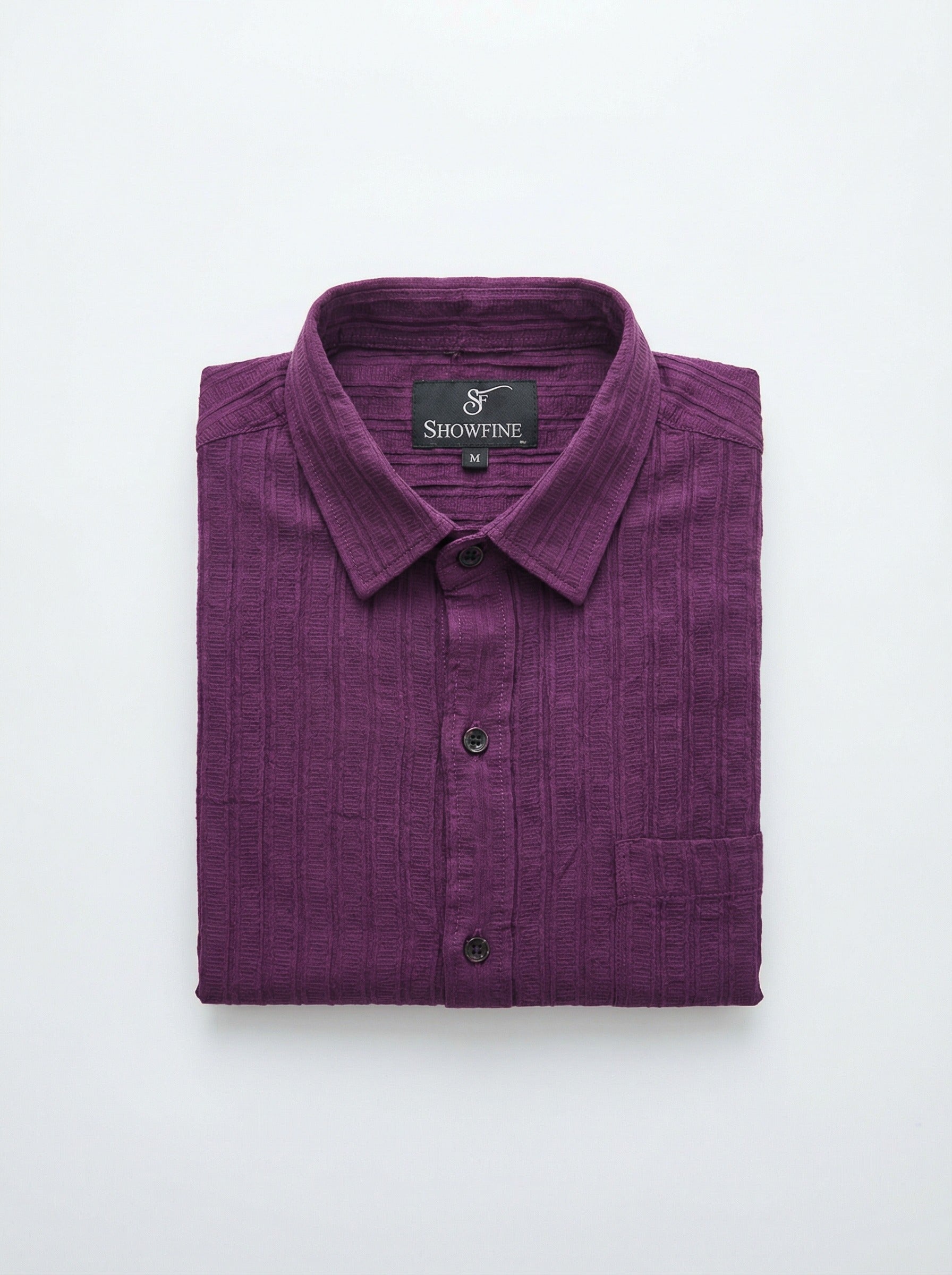 Men's Royal Purple Textured Long Sleeve Button Down Casual Shirt