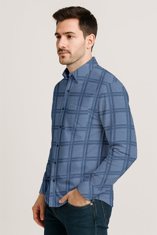 Men’s Cotton Plaid Shirt – Long Sleeve Button-Down