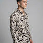 Men's Monochrome Typography Print Long Sleeve Button-Down Shirt