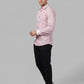 Men's Pink Geometric Print Button-Down Shirt with Contrast Cuffs