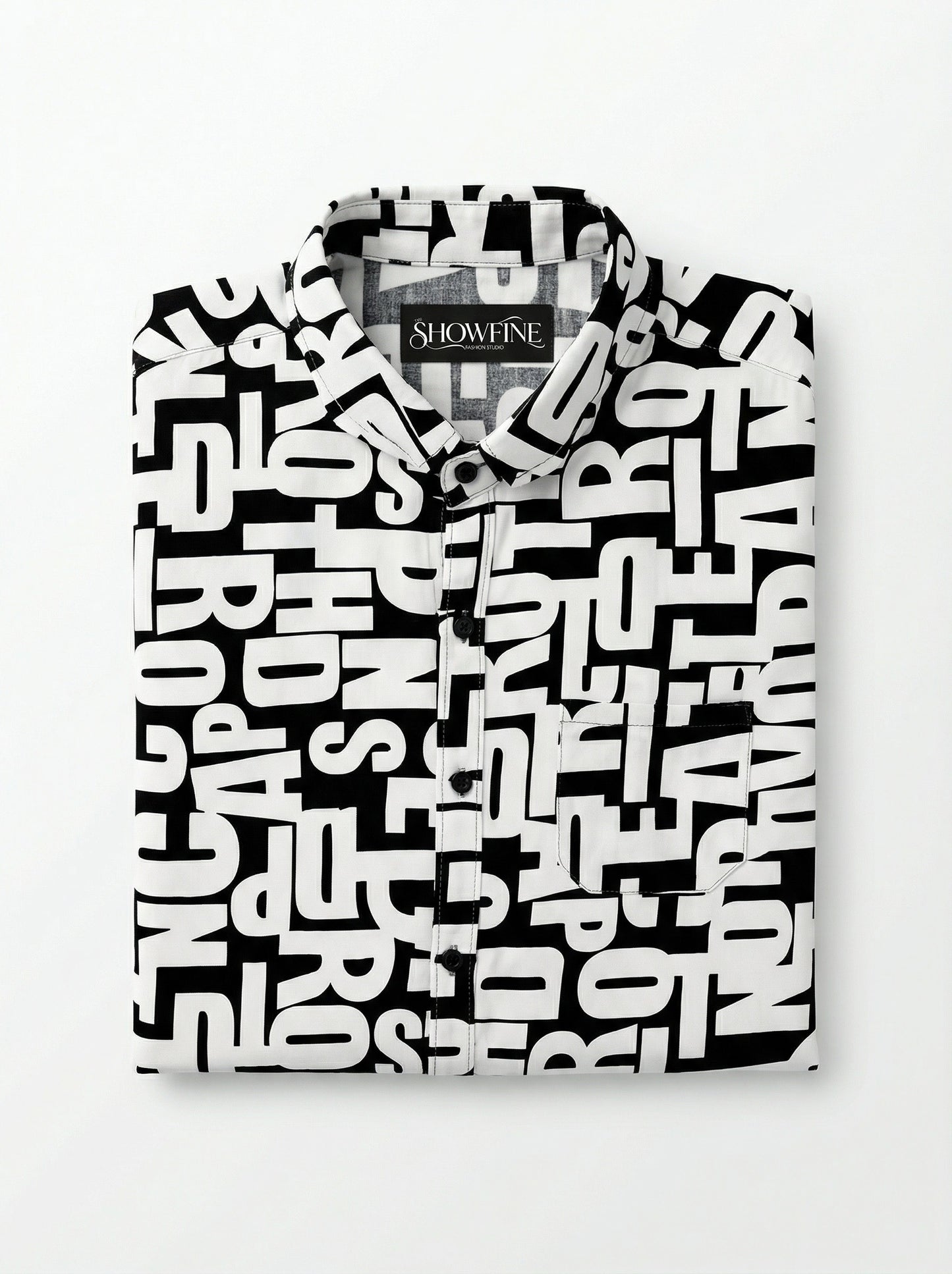 Men's Alphabet Graphic Print Long-Sleeve Button-Down Shirt