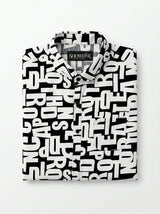 Men's Alphabet Graphic Print Long-Sleeve Button-Down Shirt