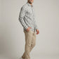 Men's Classic Grey & White Plaid Button-Down Shirt
