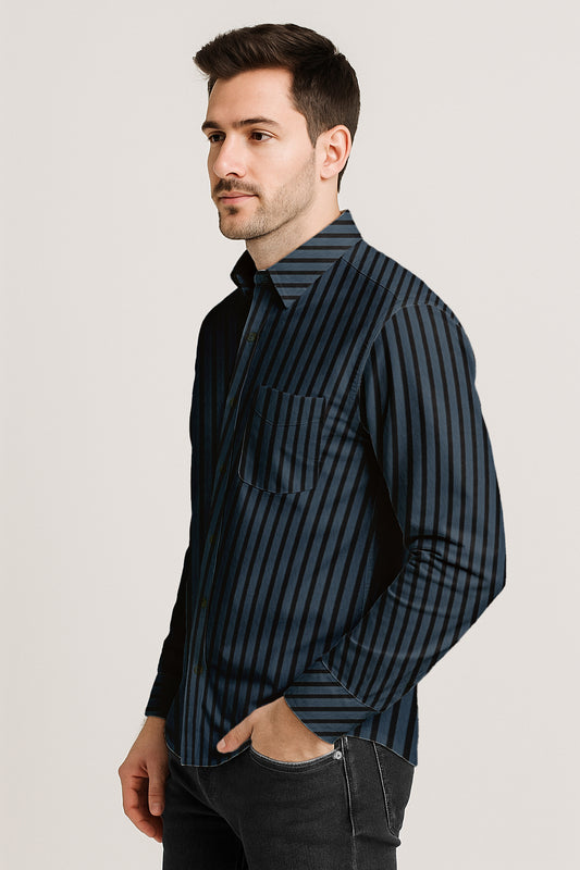 Men’s Button-Down Striped Shirt – Casual Cotton
