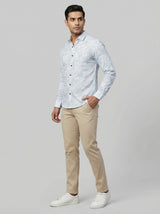 Men's Modern Geometric Print Long Sleeve Button-Down Shirt