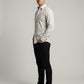 Men's Elegant Cream Leaf Print Long Sleeve Button-Down Shirt