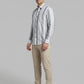 Men's Classic Grey and White Horizontal Striped Long Sleeve Button-Down Shirt