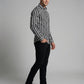 Men's Bold Black and White Horizontal Striped Long Sleeve Button-Down Shirt