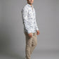 Men's Abstract Print Long Sleeve Button-Down Shirt - Lightweight Casual Top