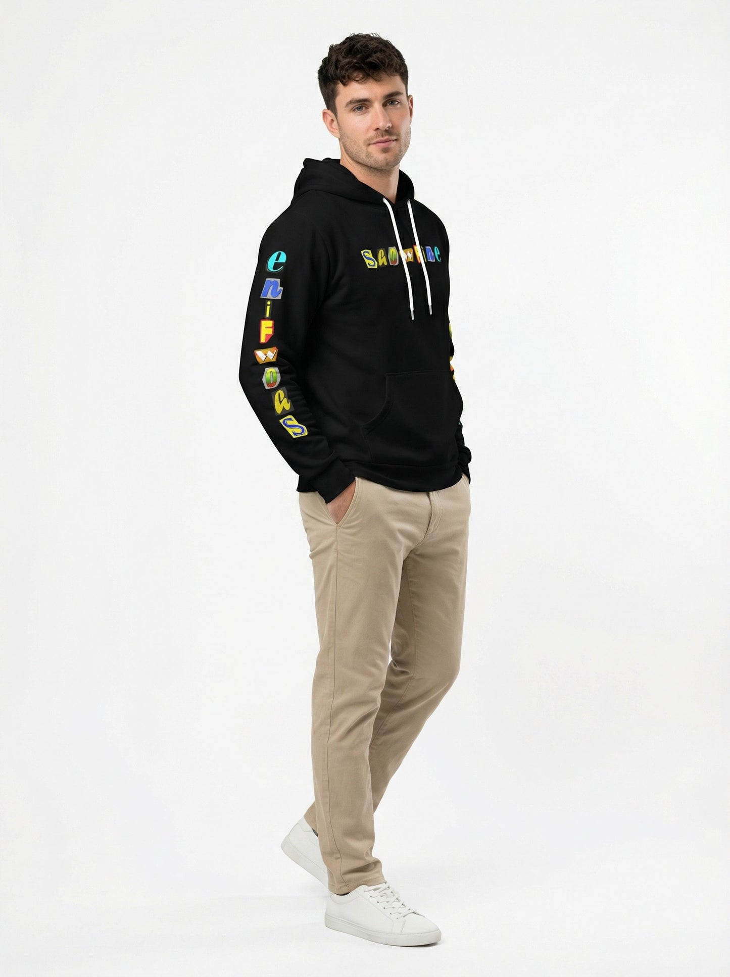 Showfine Multi-Font Graphic Streetwear Hoodie - Premium Black Pullover