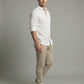 Men's White Textured Long Sleeve Button Down Casual Shirt