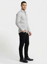 Men's Geometric Greek Key Pattern Long Sleeve Button-Down Shirt