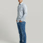 Men's Light Blue Subtle Floral Print Long Sleeve Button-Down Shirt