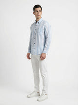 Men's Premium Vertical Striped Linen Casual Long Sleeve Button-Down Shirt