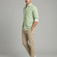 Men's Sage Green Gingham Checkered Long Sleeve Button-Down Shirt