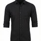 Men's Black Textured Long Sleeve Button-Down Casual Shirt - Premium Slim Fit