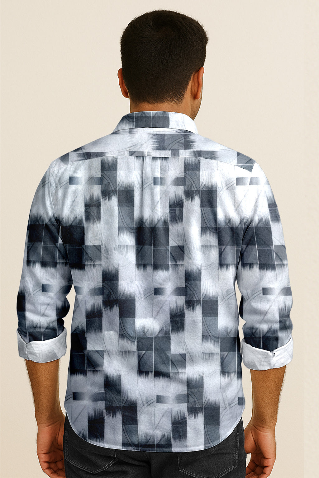 Abstract Print Long Sleeve Shirt - Lightweight Casual and Trendy Wear