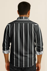 Long Sleeve Vertical Stripe Shirt – Cotton Blend Button Down for Casual & Business Wear