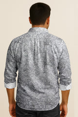 Geometric Honeycomb Pattern Long Sleeve Shirt – Lightweight Button Down Shirt