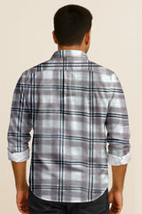 Men's Long Sleeve Plaid Shirt – Textured Cotton Blend Seersucker Button Down for Casual Everyday Wear