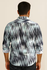 Zigzag Print Long Sleeve Shirt – Cotton Blend Button Down Casual Wear