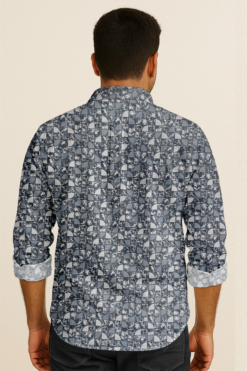 Modern Print Casual Shirt – Long Sleeve Button Down Lightweight Cotton Design