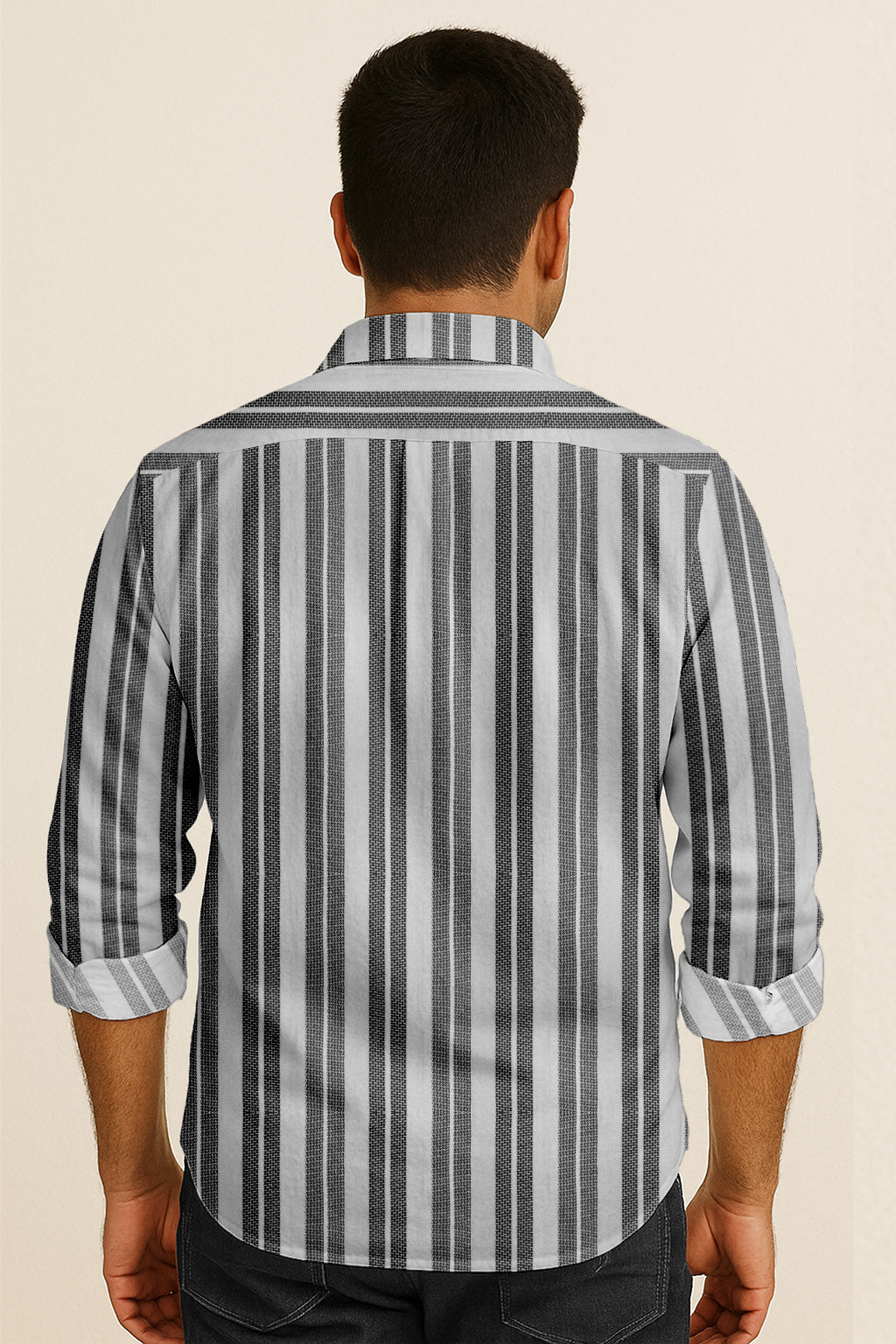 Vertical Striped Long Sleeve Button Down Shirt – Lightweight Cotton Casual Dress Shirt
