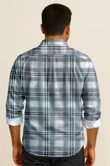 Men's Long Sleeve Plaid Shirt – Textured Cotton Blend Seersucker Button Down for Casual Everyday Wear