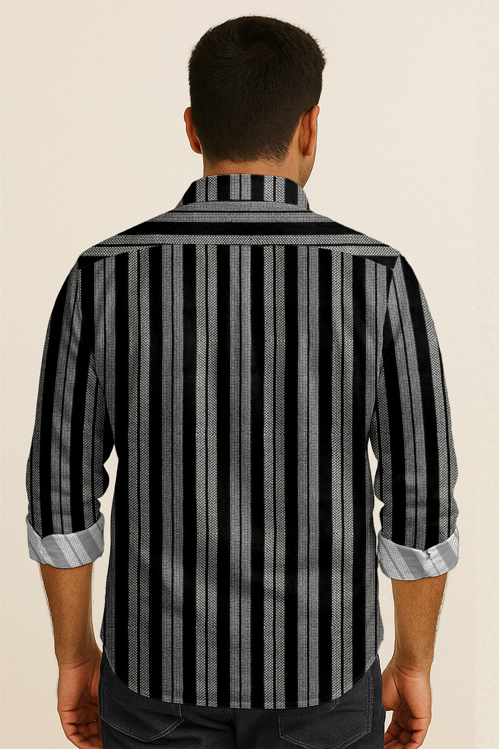 Vertical Striped Long Sleeve Button Down Shirt – Lightweight Cotton Casual Dress Shirt