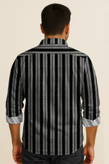 Vertical Striped Long Sleeve Button Down Shirt – Lightweight Cotton Casual Dress Shirt
