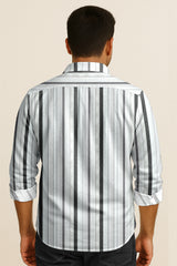 Long Sleeve Vertical Stripe Shirt – Cotton Blend Button Down for Casual & Business Wear