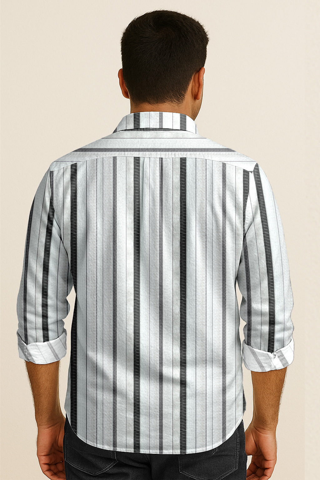 Long Sleeve Vertical Stripe Shirt – Cotton Blend Button Down for Casual & Business Wear