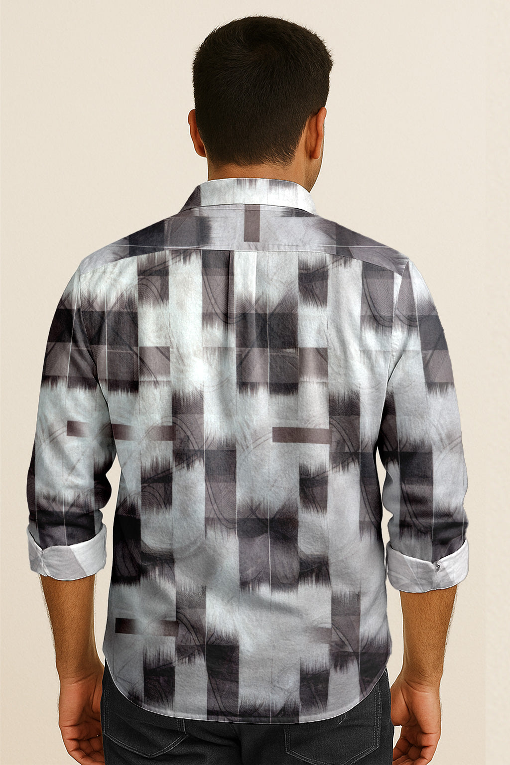 Abstract Print Long Sleeve Shirt - Lightweight Casual and Trendy Wear