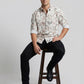 The Showfine Men's Abstract Floral Print Button-Down Shirt - Breathable Linen Blend