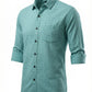 Men's Sky Blue Textured Cotton-Blend Casual Button-Down Shirt