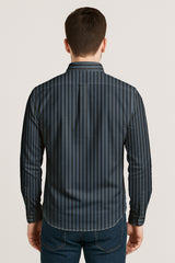 Men’s Button-Down Striped Shirt – Casual Cotton