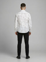 Men's Modern Geometric Line Pattern Long Sleeve Button-Down Shirt